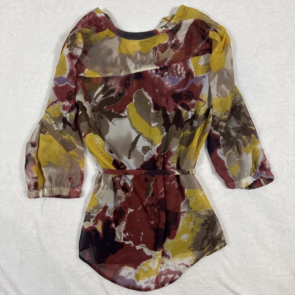 Nicole Miller 3/4 Sleeve Watercolor Blouse Flowy Medium - Picture 13 of 15